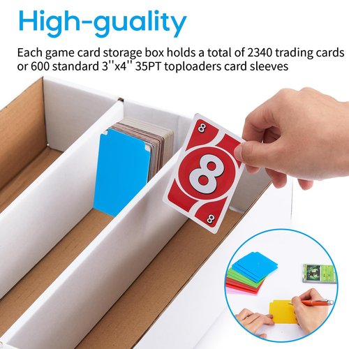 OldPAPA Trading Card Storage Box, Card Storage Box with Dividers, Cardboard Sports Game Card Storage Collector Boxes with 3 Rows, Storage Box for Tcg/Mtg/Ptcg/Baseball (3-Pack-white)