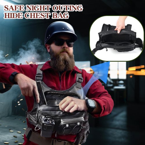 ZTRJCMY Tactical Chest Bag with Pistol Holster- Water Resistant Outdoor Sports Chest Bag for Outdoor Sports-Hiking & Workouts(Black)