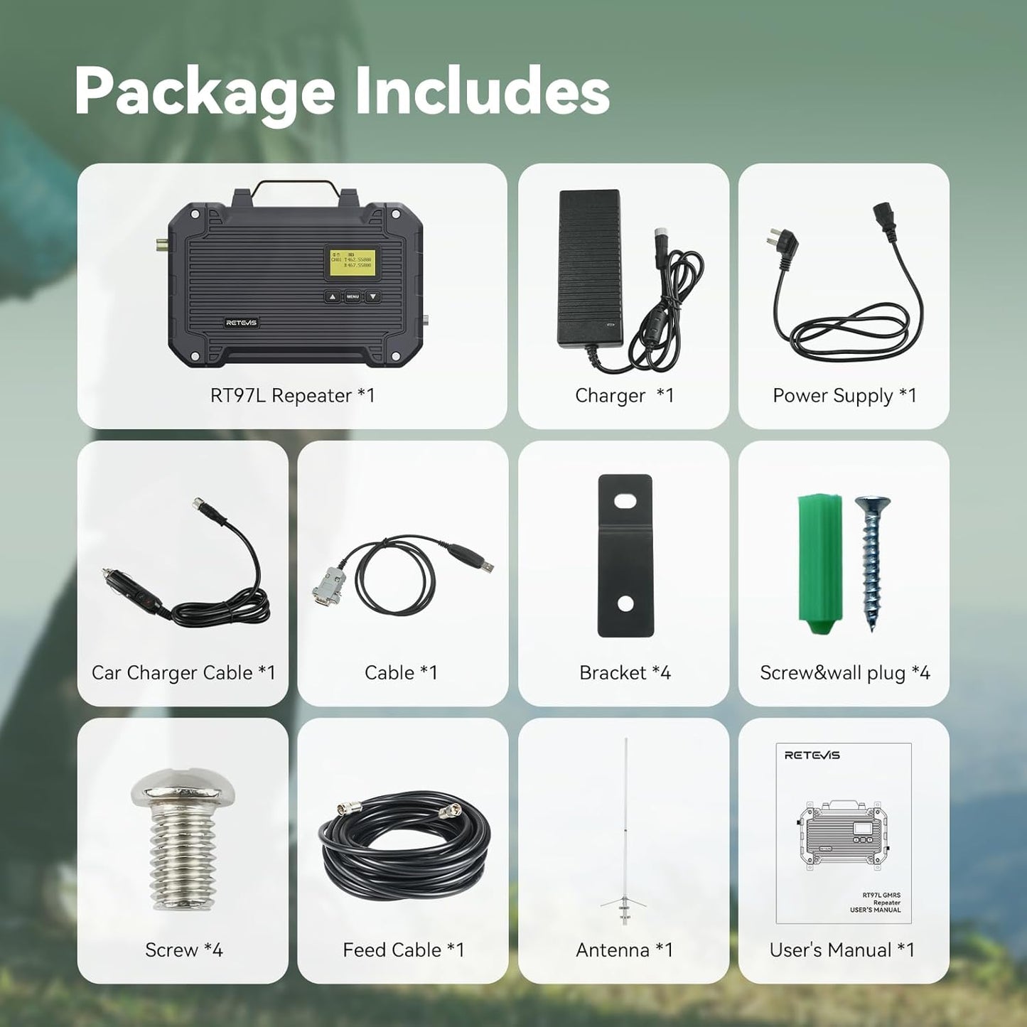 (3rd Gen RT97) Retevis RT97L Up to 25W GMRS High-Power Repeater, IP66 Waterproof, Long Range Base Station Compatible with Raspberry Pi for Farms, Remote Areas & Home Use (1 Pack)