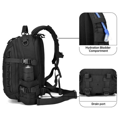 JOMAILIEEL Tactical Backpack for Men 27L Assault Pack Molle Pack with Multiple Compartments Outdoor Gear Backpack for Motorcycle,Hiking and Camping Waterproof Daypack (Black)