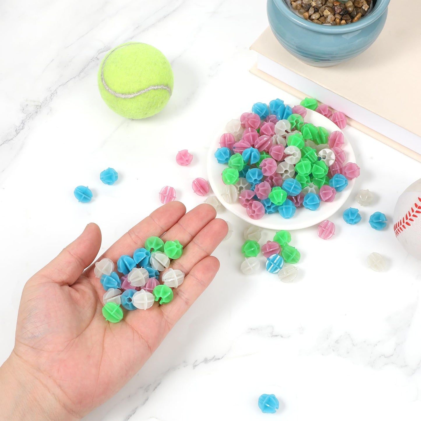 JIYIN 144 Pcs Bike Spoke Beads Glow in The Dark, Colorful Plastic Luminous Bicycle Wheel Spokes Clip Beads, Round Bicycle Wheel Spokes Luminous Plastic Bead Noise Making Decorations