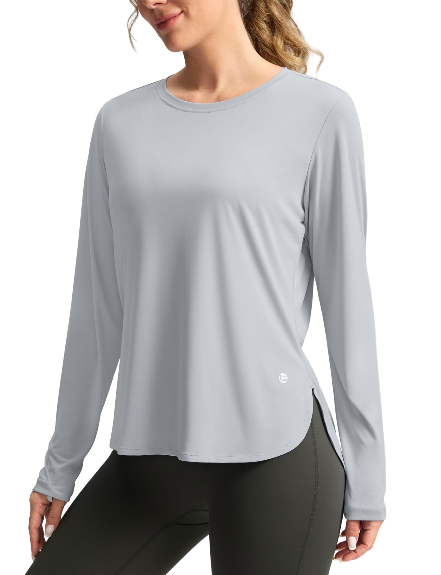 Women's Sun Shirts UPF 50+ Long Sleeve UV Protection Shirt Lightweight Quick Dry Workout Hiking Tops for Women(Light Grey,XS)