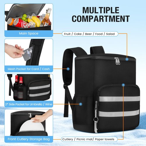 Backpack Cooler - 54 Cans Insulated Leak Proof Cooler Backpack for Men & Women, Cooler Bag Portable Picnic Camping Beach Hiking BBQ Lunch Backpack for Men and Women
