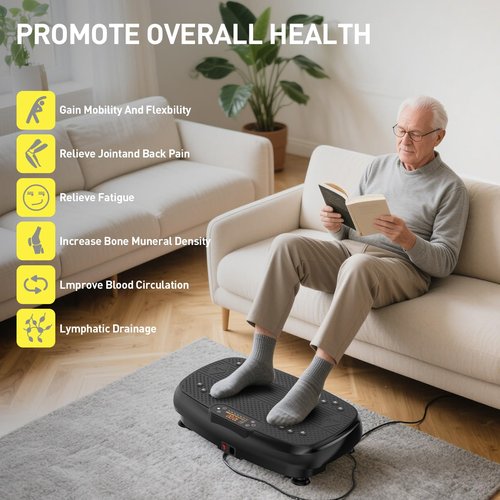 Damkee Vibration Plate Exercise Machine, Vibrating Equipment for Weight Loss and Lymphatic Drainage Massager, 3D Waver Exerciser for Fitness, Full Body Workout Shake Board with 120 speeds (Black)