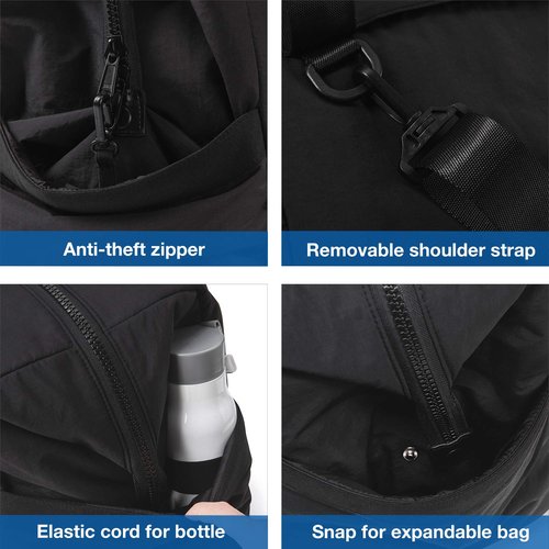 BAGSMART Gym Bag for Women, Carry on Weekender Overnight Bag, Travel Duffel Bags with Trolley Sleeve, Personal Item Travel Bag Tote Bag Workout Dance Bag(Black,Medium)