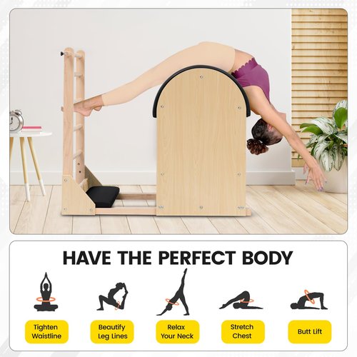 Dawot Ladder Barrel Pilates Equipment Pilates Barrel Ladder Barrel Exercise Equipment for Home Workout Yoga Fitness Gym Strength and Flexibility Use