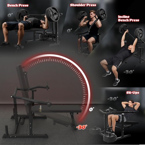 Chest Press Machine, 2"*2" Chest Workout Equipment with Independent Converging Arms Adjustable Incline Bench for Chest & Arms, AB Workouts, Shoulder