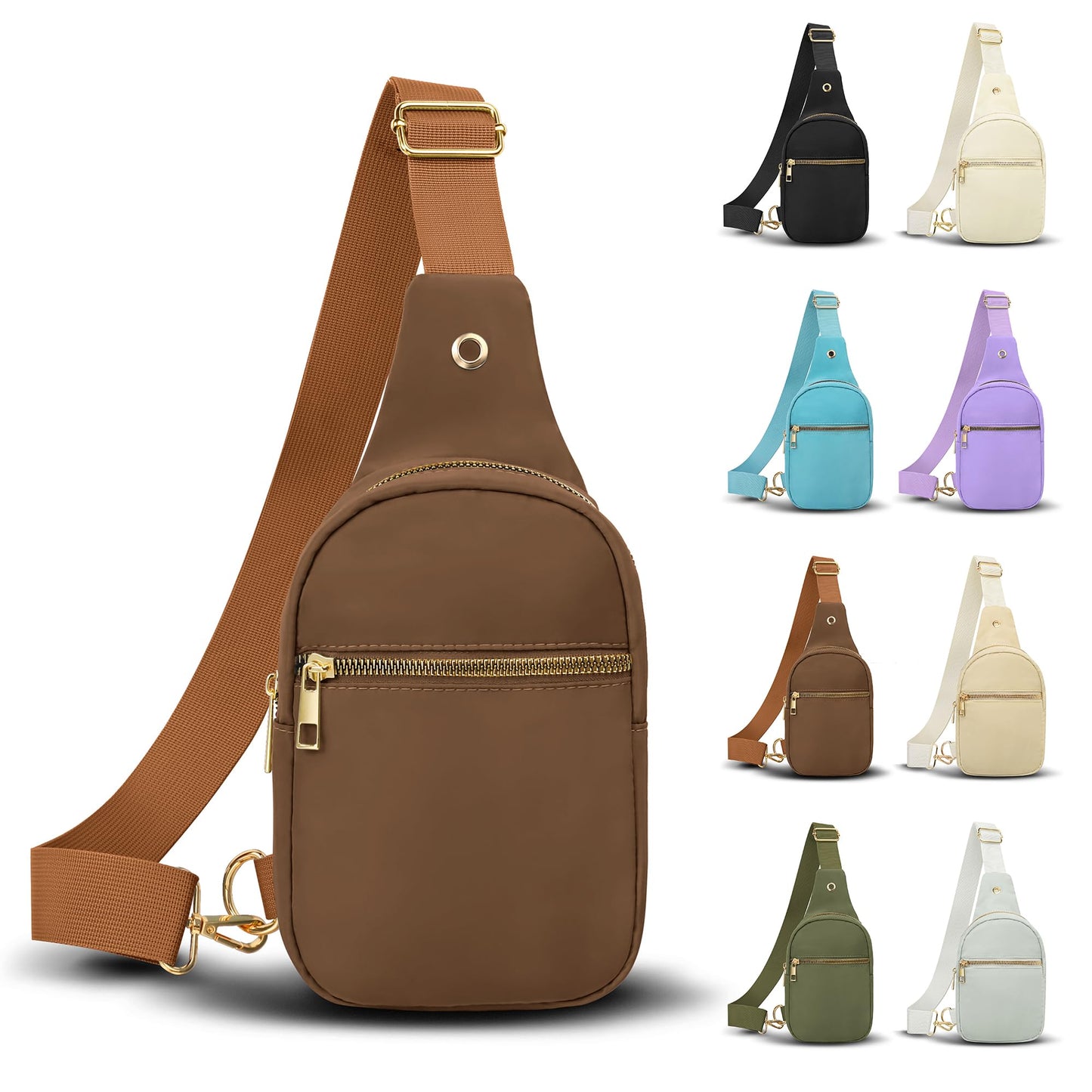VOROLO Large Sling Bag, Crossbody Bag for Women and Men with Adjustable Strap - Trendy Brown