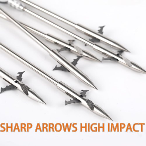 BKEBOLTS 16PCS 4 Types Fishing Darts Slingshot Arrow Silver Steel Fishing Slingshot Reel Dart for Adult Bowfishing Hunting Shooting Fishing