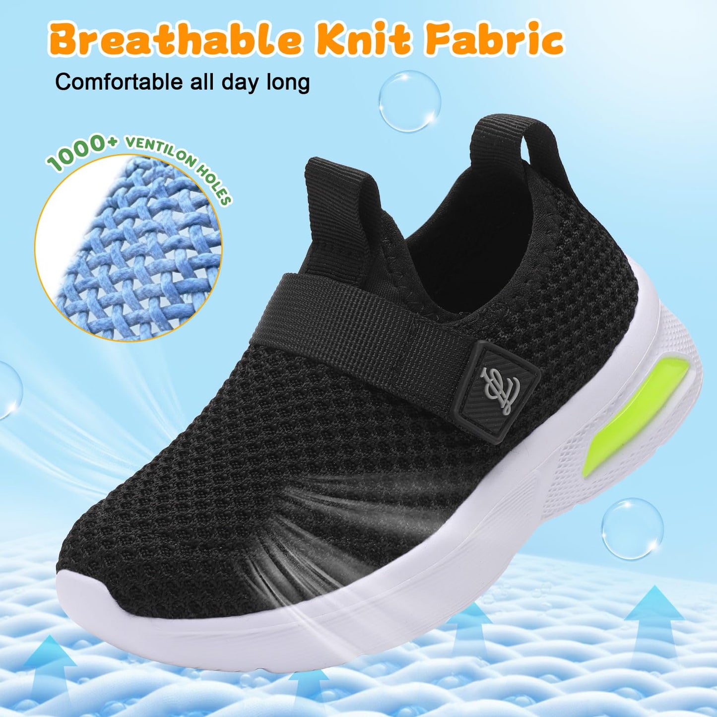 LeIsfIt Kids Shoes Boys Girls Sneakers Unisex Kids Lightweight Slip on Tennis Shoes Athletic Running Sneakers Black 11 Little Kid