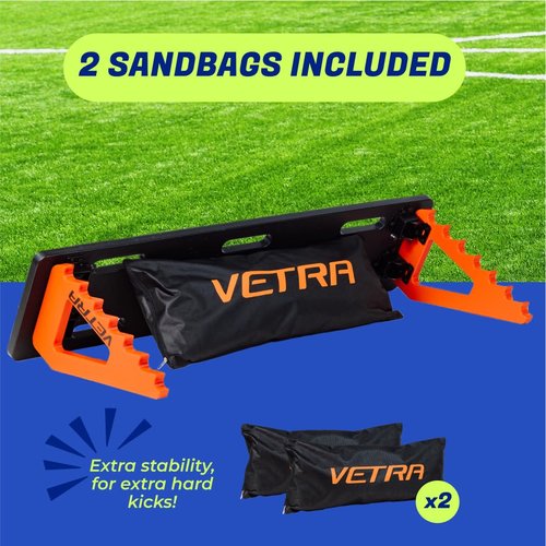 VETRA Soccer Training Equipment - Soccer Rebounder Board with 2 Sandbags - Adjustable Durable Portable Wall & Replay Trainer for Ball Control, Passing & Shooting Rebounders
