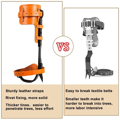 Tree Climbing Spikes,Upgrade Leather Tree Climbing Gear Set,Adjustable Tree Climbing Gear with Cattle Hide Leggings Straps,Tree Climbing Kit for Climbing Trees, Picking Fruit,Tree Trimming,Hunting