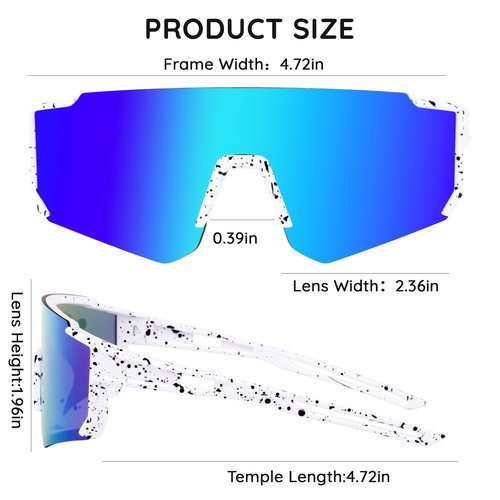 AGGKKY Kids Sunglasses, Youth Baseball Sunglasses for Boys Girls, Polarized Sun Glasses UV400 Sports Cycling Shades Lightweight Frame for Kids Ages 8-14 (White Frame, Blue Lens)