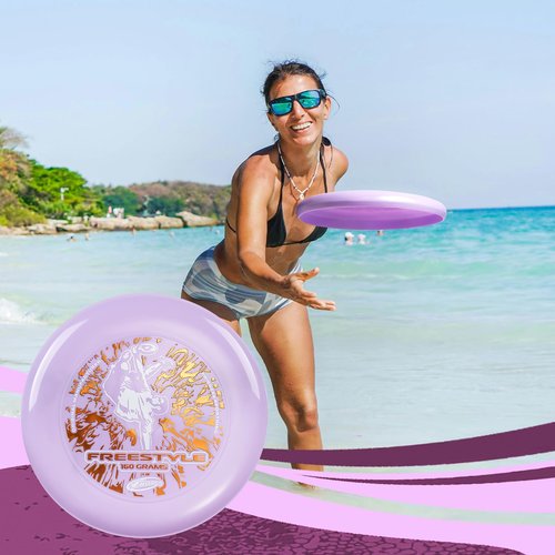 WHAM-O Frisbee Freestyle Flying Disc 160g, 10.5 Inch Durable and Flexible Sport Disc for Outdoor Beach Backyard Family Fun -1 Pack
