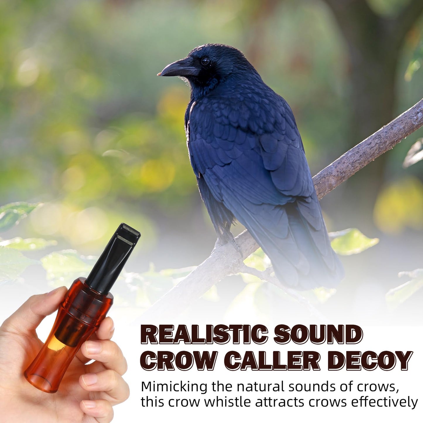 Silipull 1 Pcs Crow Caller Decoy to Attract Crows Portable Crow Bird Whistle with Realistic Sound Imitation Bird Entrapping Whistle Outdoor Hunting Ideal Gift for Newcomers Nature Enthusiasts (Brown)