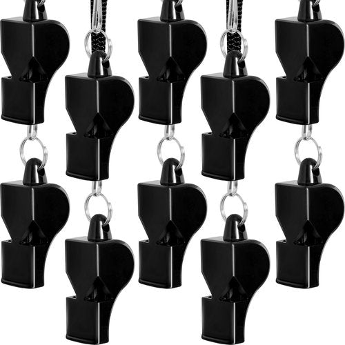LIANGYUNZE Whistle, 10 Pcs Back Professional Sport Whistle Set with Lanyard - Loud Pea-Less Whistle for Coaches, Referees, Lifeguards and Police