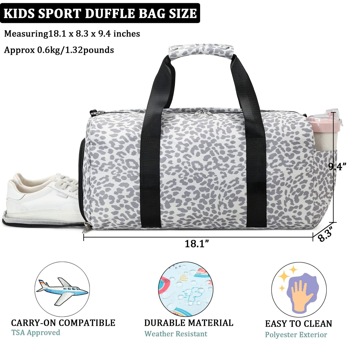 JIANYA Sports Gym Duffle Bag for Women, Womens Weekender Bag Overnight Travel Bag with Shoe Compartment & Wet Pocket Girls Gymnastics Carry Bag