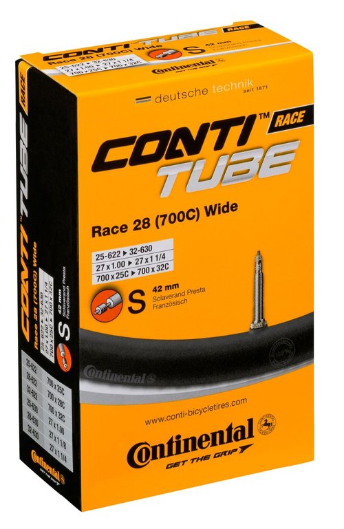 Continental Race 28" Wide 700x25-32c Inner Tubes - 42mm Presta Valve (Pack of 4 w/Conti Sticker)