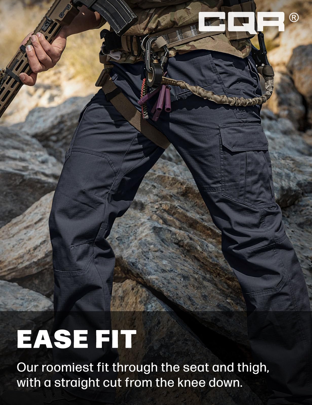 CQR Men's Tactical Pants, Water Resistant Ripstop Cargo Pants, Lightweight EDC Work Hiking Pants, Outdoor Apparel, Raider Police Navy, 30W x 30L