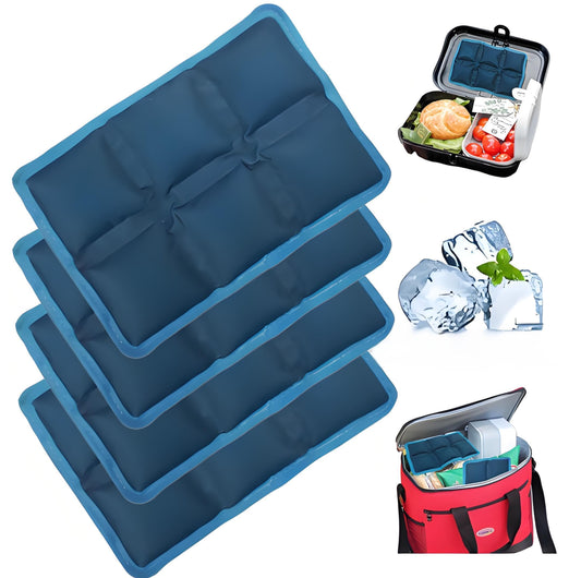 4pcs Ice Packs for Lunch Boxes & Coolers - Slim Reusable Water Absorption Lunch Box Ice Packs for Food Freshness(6”x4”x0.7”) - Non-Toxic Freezer Packs for Bento Boxes Picnic, School, Office & Camping