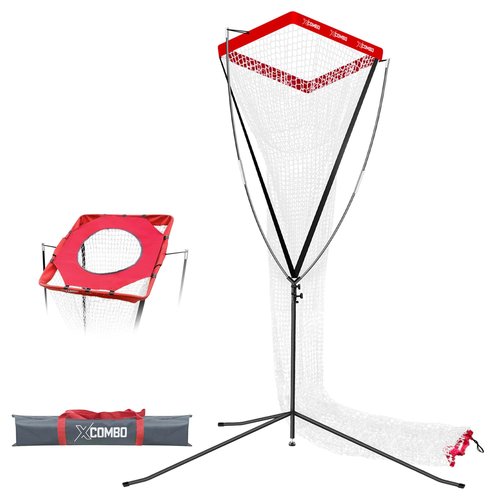 JOLORLY Volleyball Setter Trainer Net, Adjustable Height for Indoor and Outdoor Practice, Perfect for Serving, Spiking, and Setting Training Equipment (Red)