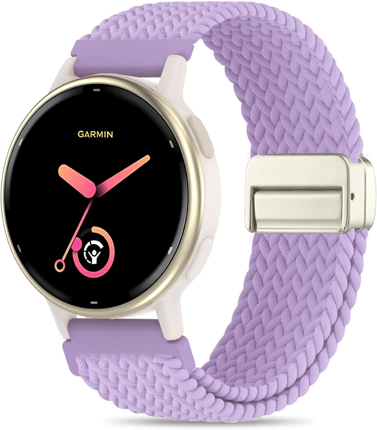 20mm Magnetic Braided Nylon Band Compatible With Garmin Vivoactive 6/Vivoactive 5/3/3 Music Watch Bands, Quick Release Stretchy Strap Replacement for Venu Sq 2/Forerunner 55/165/245/645
