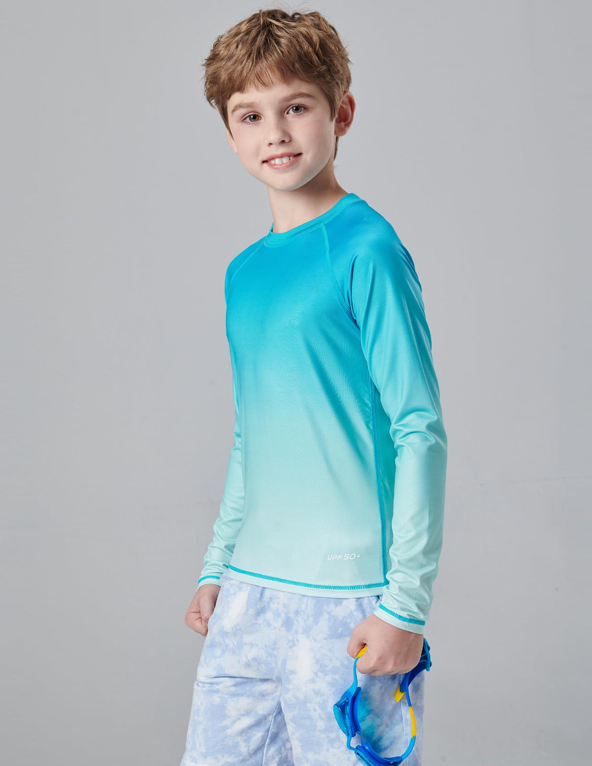 3 Pack Boys' UPF 50+ Rash Guard Long Sleeve Swim Shirts, Quick Dry UV Protection Swimwear for Kids (Set 2, X-Small)