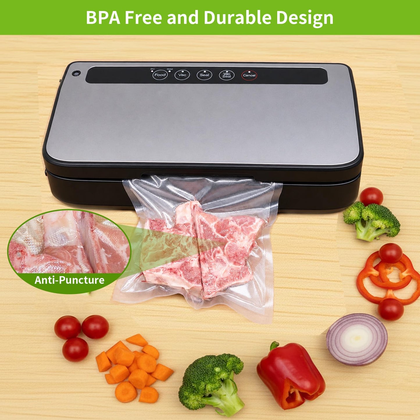 SurpOxyLoc 100 Count 2‑Size Vacuum Sealer Bags,Pint Quart Gallon,BPA‑Free for Sous Vide Cooking
