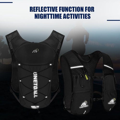 ONETOALL Running Vest for Women & Men, Lightweight 150g Hydration Backpack with 2L Leak-Proof Water Bladder, 5.5L Pack for Trail Running, Marathon, Hiking, Cycling, Jogging, Adjustable Fit