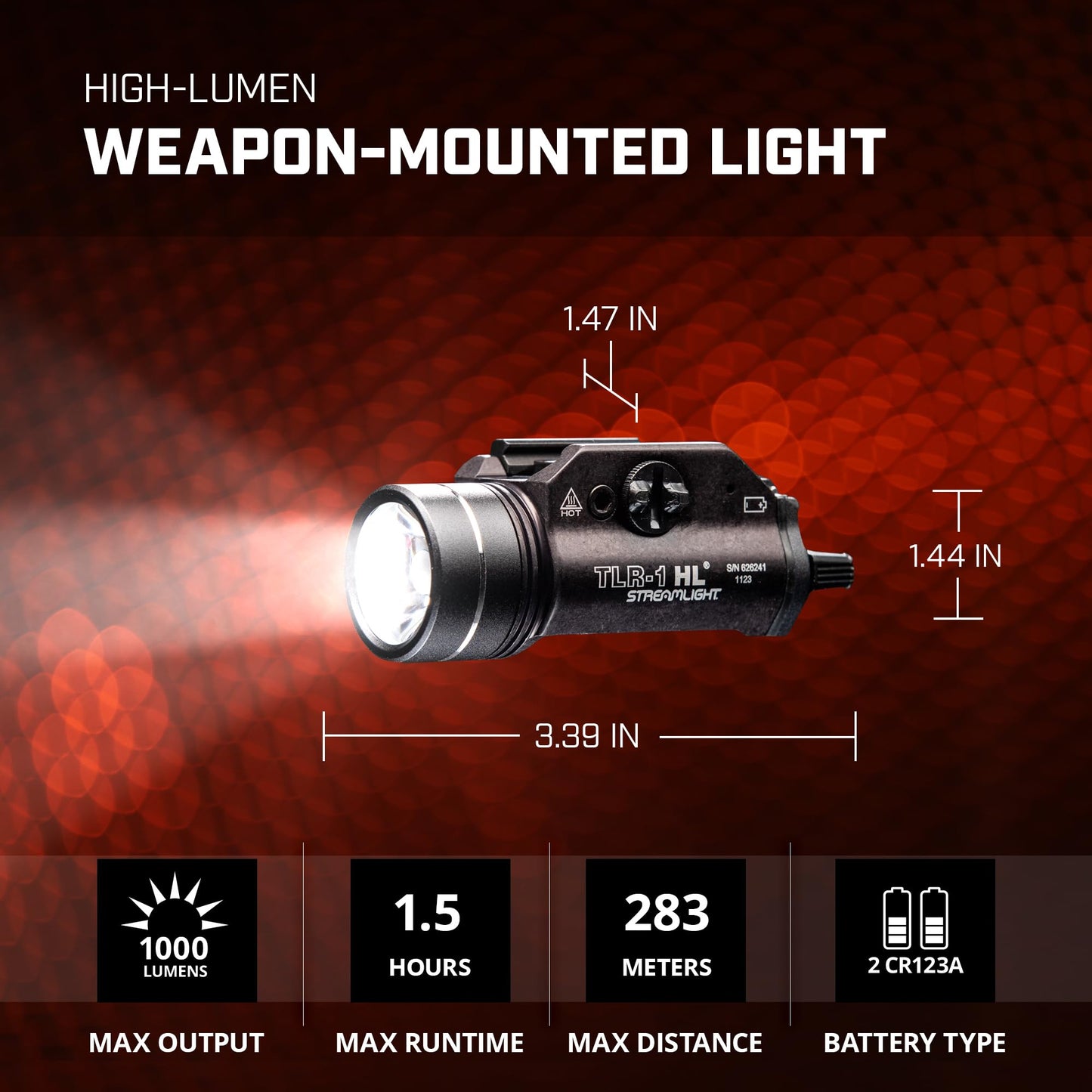 Streamlight 69889 TLR-1 HL 1000-Lumen 20000 Candela Rail-Mounted Tactical Weapon Light with Dual Remote Kit Includes Dual Remote Pressure Switch, Safe Off Door Switch, and Mounting Clips, Black
