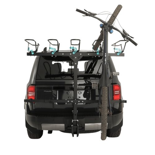 JB Racks 5-Bike Vertical Hitch Bike Rack with Free Slow Fold Strut for Vehicles with 2-Inch Class III Hitch, Easy-Load Design, Black
