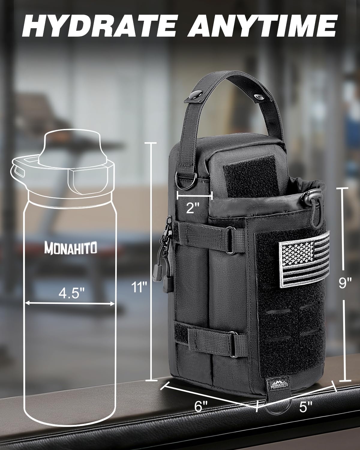 MONAHITO Magnetic Gym Bag for Men - Water Bottle Carrier Holder Bag