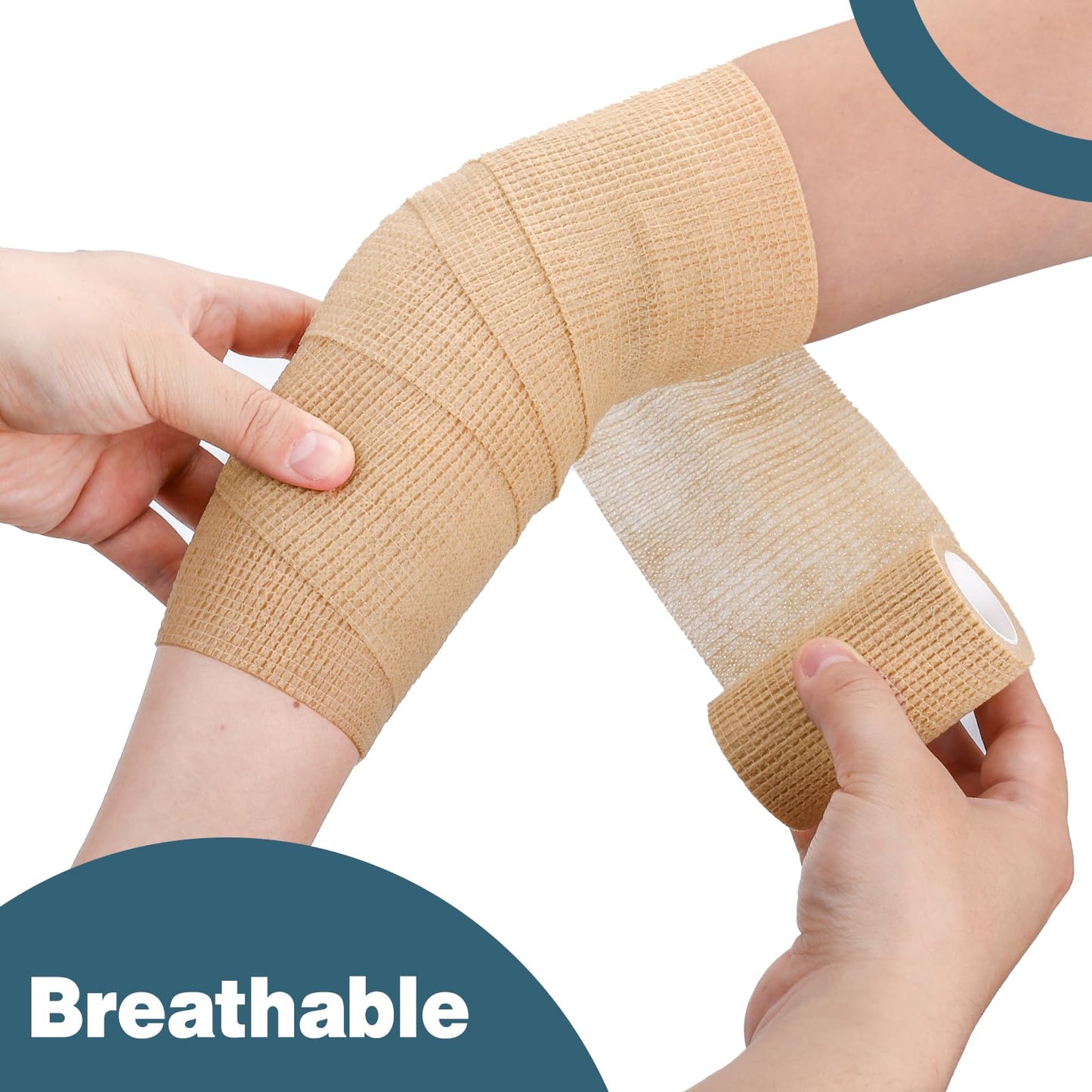 AZEN 12 Pack Self Adhesive Bandage Wrap, 3" X 5 Yards Elastic Cohesive Bandage Wrap, Vet Wrap, Ankle Tape, Tattoo Grip Tape Wrap, Skin Color Athletic Tape