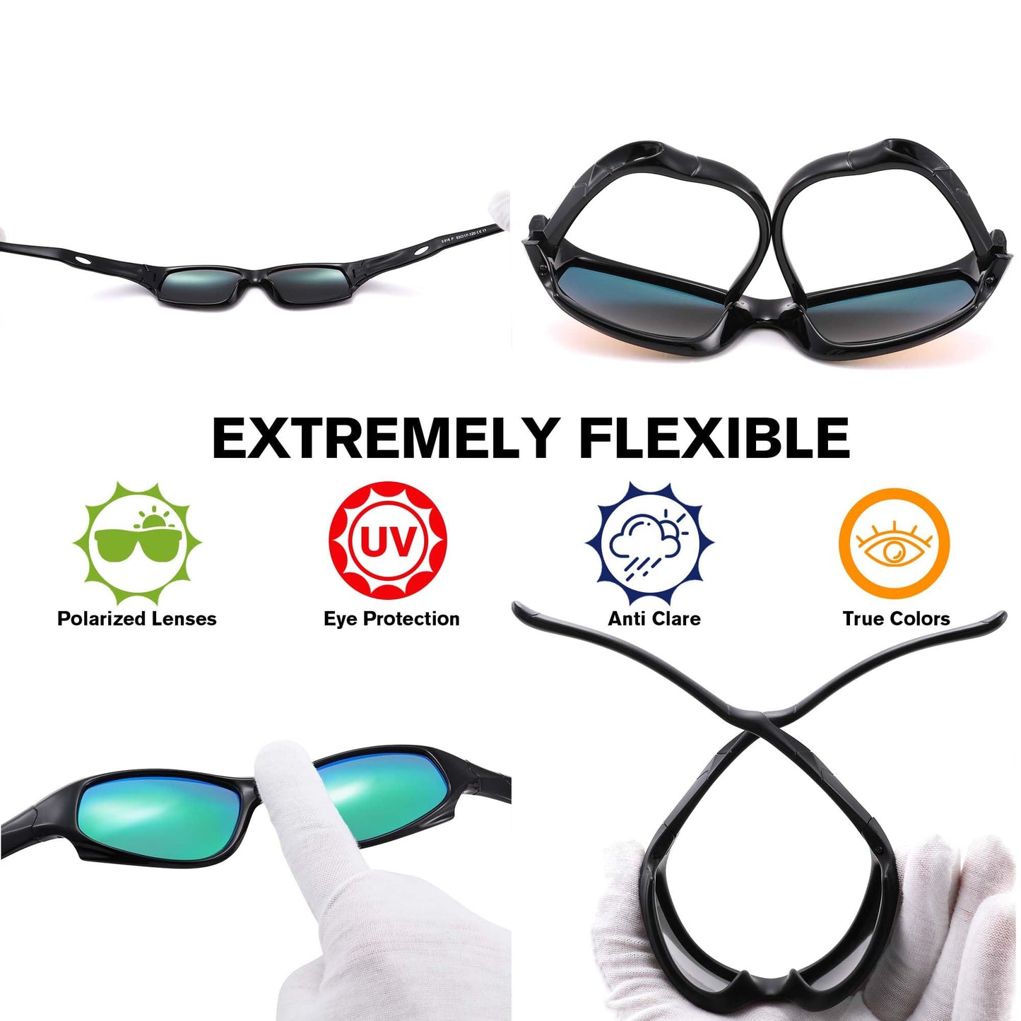 Pro Acme 3 Pack Kids Polarized Sunglasses for Boys Girls,Flexible TR90 Unbreakable Sports Baseball Sunglasses for Children Age 3-12, Medium