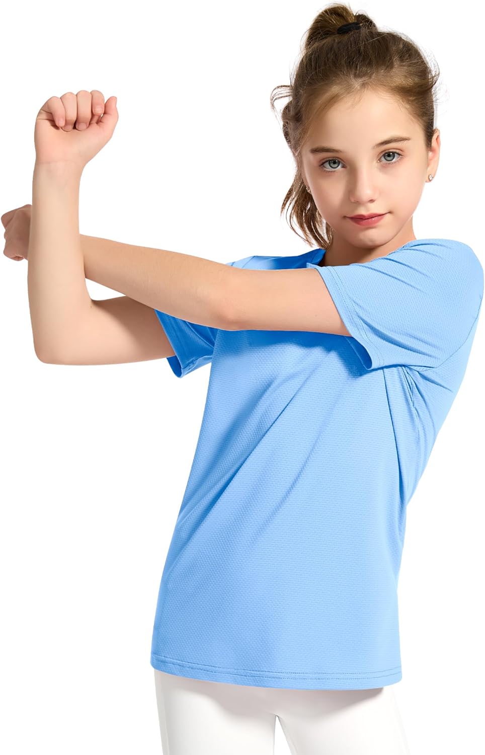 KEREDA Girls Athletic Shirts Quick Dry Short Sleeve Crew Neck T Shirts, Summer UPF 50+ Tee Tops for Teen Girls 3 Pack