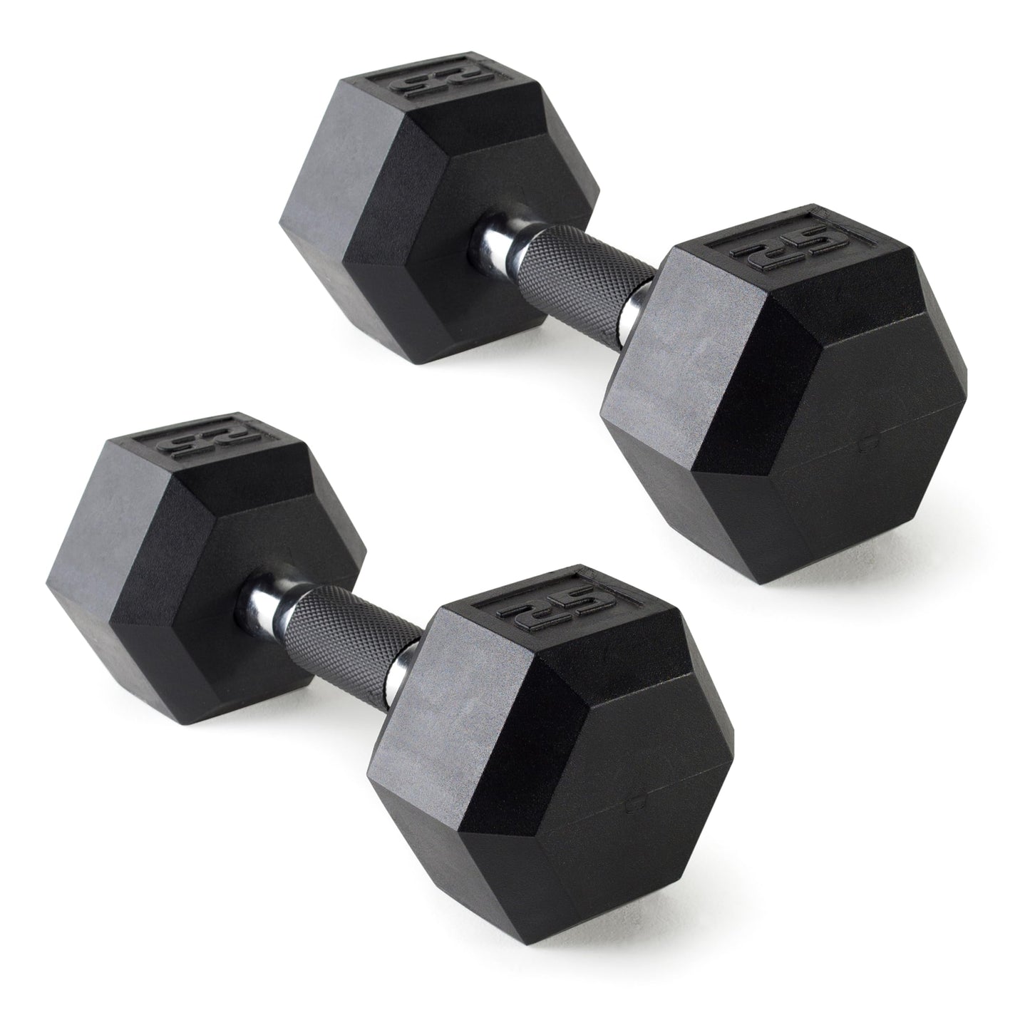 CAP 25 LB Rubber Coated Hex Dumbbell Weight, Rubber Free Weights for Home Gym Strength Training, Comfort Grip Handle, Pair