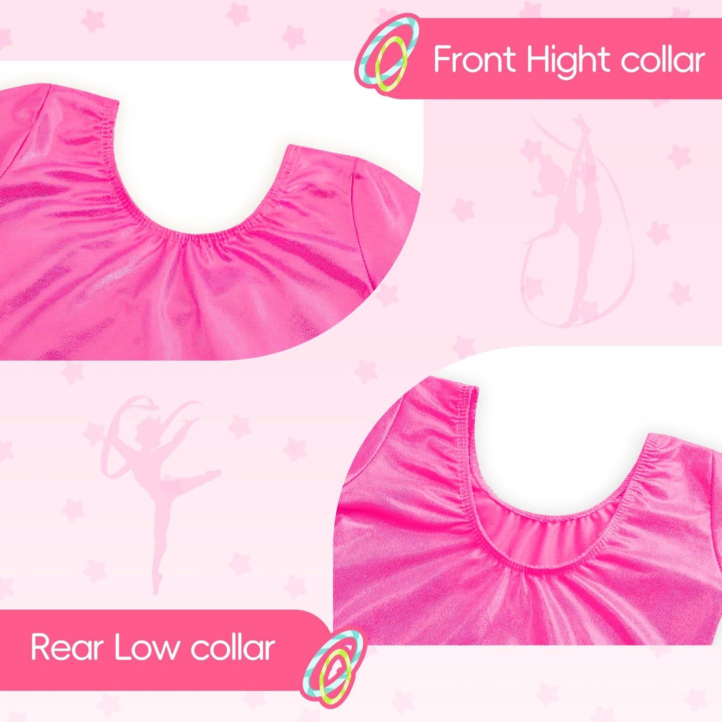 Levasuph Girls Gymnastics Leotards Size 4t 5t Long Sleeve Sparkly Rose Athletic Bodysuits with Shorts for Tumbling Class