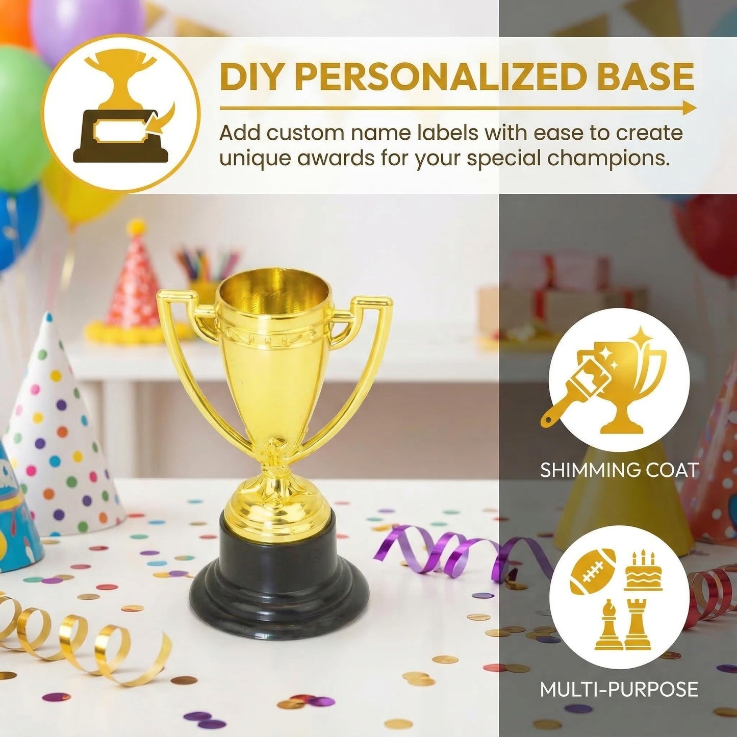 NIIIYTYB Mini Trophy Cups - Small Gold Trophies for Kids - Party Award Trophies for Sports Tournaments, Competitions, and Parties (Pack of 3)