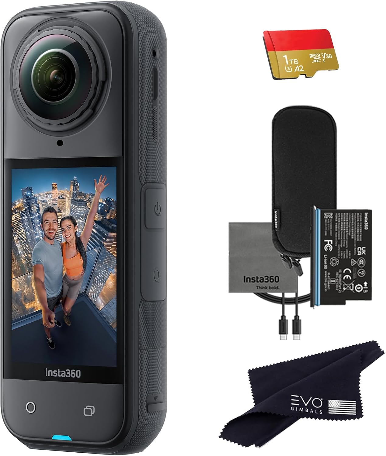 Insta360 X5 - Waterproof 360 Action Camera with 1/1.28" Sensors, 8K 360 HDR Video, 72MP Photo, 4K60fps Single-Lens, Enhanced Low Light Performance, User-Replaceable Upgraded Lenses, 2.5" Touchscreen