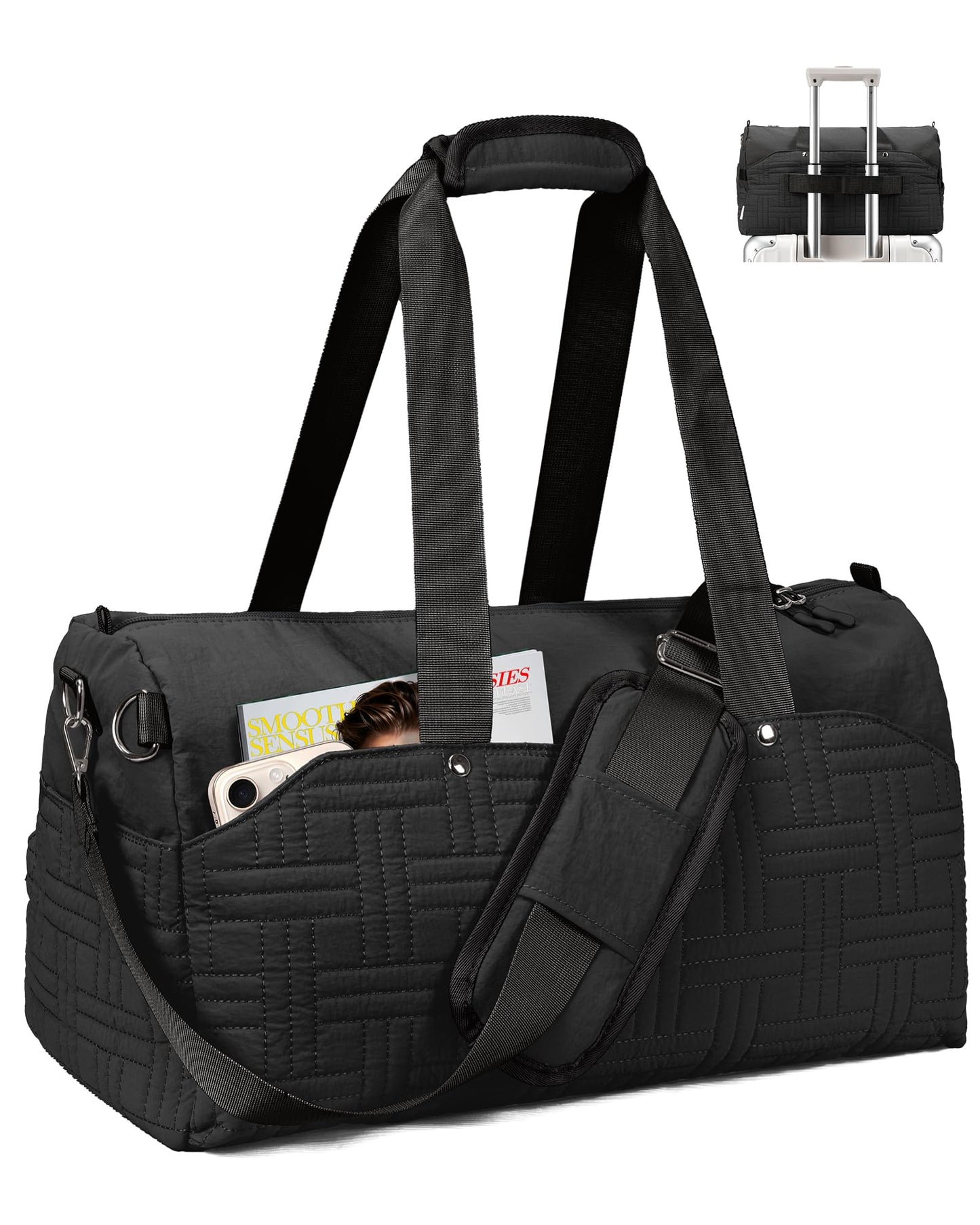 Vogewood Carry On Travel Bag for Women, Personal Item Weekender, Black