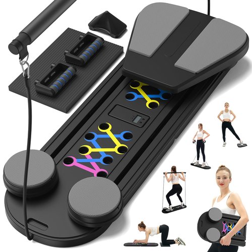 Pilates Board,Foldable Pilates Reformer Sets with Timer,Multifunctional Abdominal Pilates Board for Home Workout Equipment,Portable Ab Board Trainer Pilates Exercise Machine, Pilates Board for Women