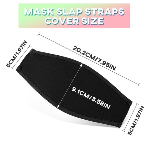 Dawitrly Scuba Mask Strap Cover, 2PCS Neoprene Diving Goggles Hair Protector Wrap, Waterproof Mask Slap Straps (Black)