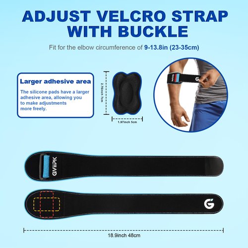 Gviipk Upgraded Tennis Elbow Brace for Men Women, Adjustable Golfers Elbow Support Strap Band for Tendonitis, Forearm Brace with Pressure Warning Design, Compression Pad for Forearm Tendon Pain Relief