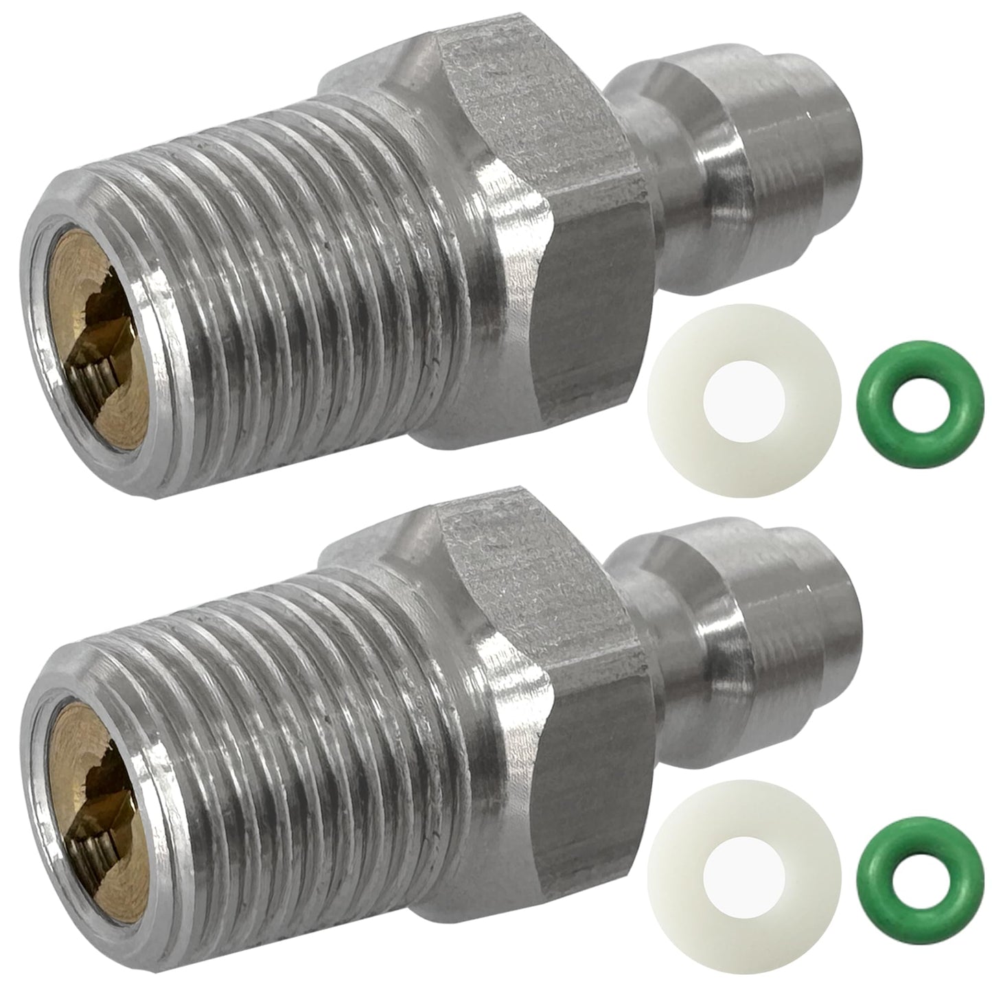 HMKUGO 2PCS 8mm Quick-Disconnect Plug Adapter, Stainless Steel 1/8" NPT Male Thread PCP Paintball Charging Fittings with Sealing O-Ring