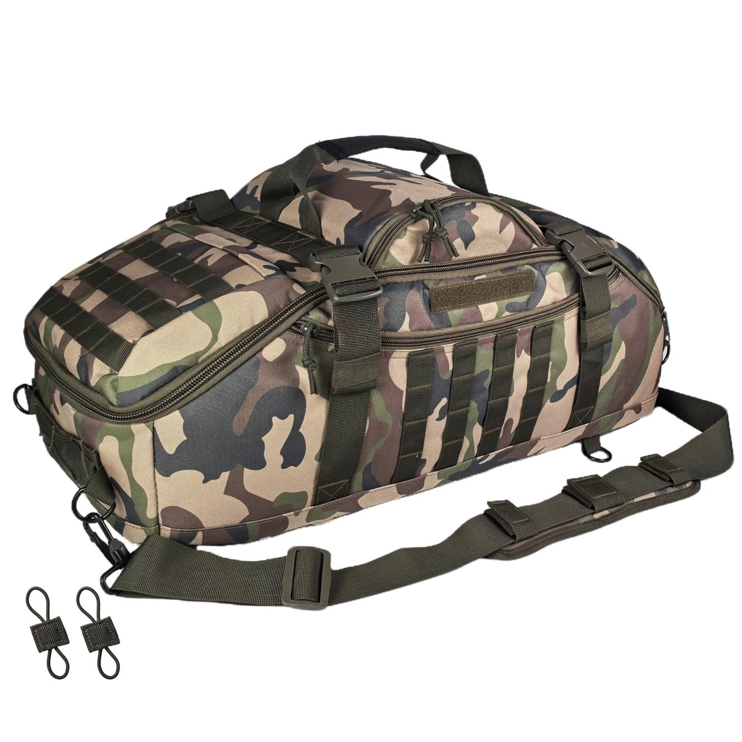 Hannibal Tactical 65L Large Duffle Bag, 3-in-1 Tactical Backpack MOLLE Pack for Gym, Sports, Outdoor, Woodland