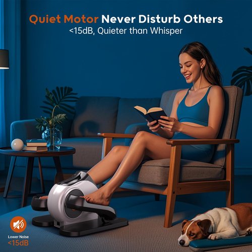 HitGo Under Desk Elliptical for Seniors, 2-in-1 Electric Leg Exerciser with Remote, 10 Resistance Levels & 10 Speeds, 3 Auto Modes, Quiet & Fully Assembled, Non-Slip Pedals