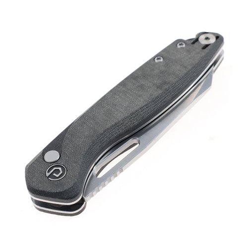 DEFCON Pocket Folding Knife- Button Lock with Thumb Hole Opener, 3" 14C28N Blade, Composite Handle, Utility Knife for Men Women Gift -TD020 WARHAWK- (Black Canvas Micarta)