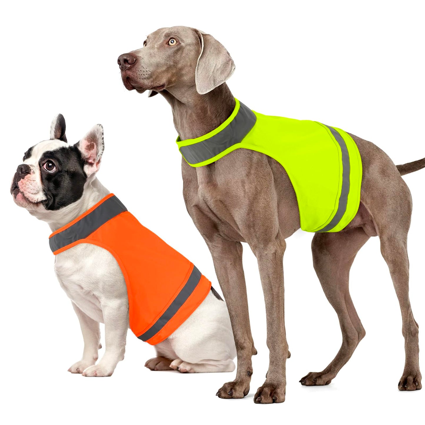 2 Pieces Dog Hunting Vest Reflective Safety Vest Adjustable,High Visibility Jacket Make Your Dog More Visible and Safety from Hunter (Fluorescent Green&Blaze Orange,M)