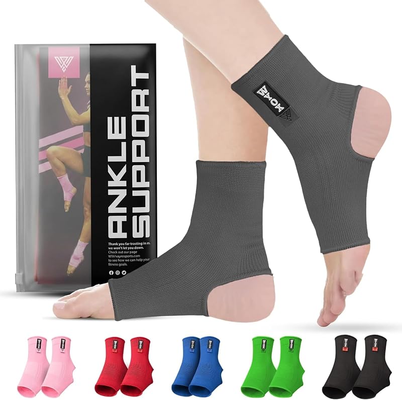 Ankle Support Sleeve for Sprained Akle - WYOX Grey S/M, Men & Women - For Running, Gym, Boxing