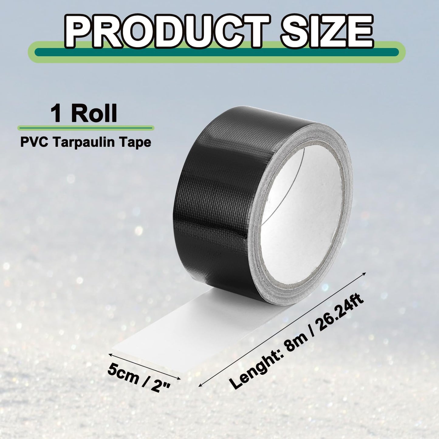 PATIKIL Awning Repair Tape 2" x 26ft Waterproof Canvas Tape High Adhesive Tear Repair Patch Kit for PVC Tarpaulin Tent Awning Fabric RV Sail Boat Cover, Black